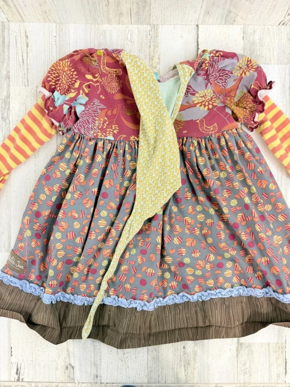 Matilda Jane Character Counts Pixie Knot Hood Apron Dress Maggie Tea Size 8